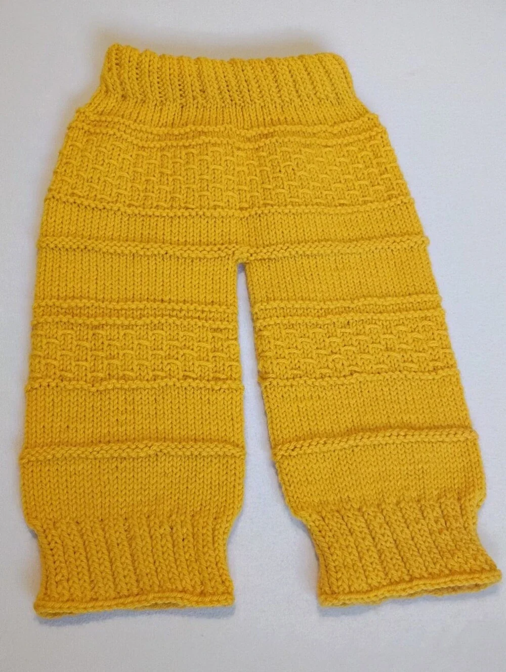 Handmade Yellow Woolen Baby Leggings Textured Knit Lounge Pants